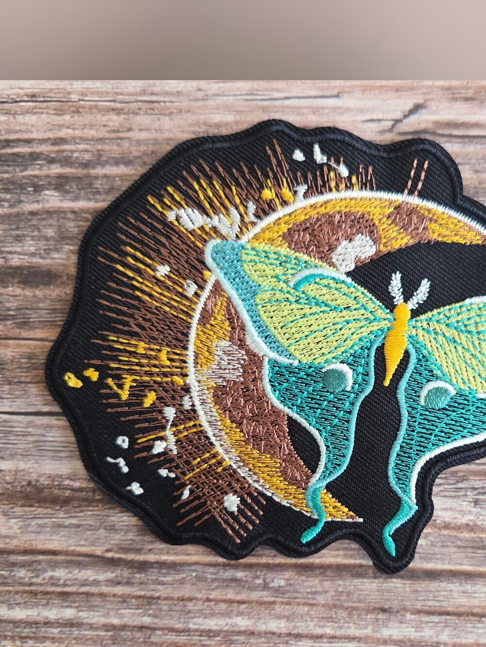 Luna Moth Moon Butterfly Witch Hippie Hippy Boho New Age Iron on Patch